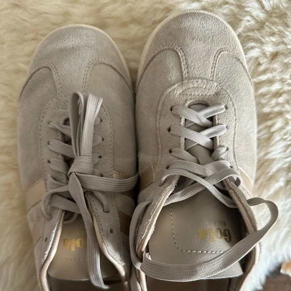 Gola Bullet Women's Suede Sneakers in Light Taupe and gold - Picture 5 of 6